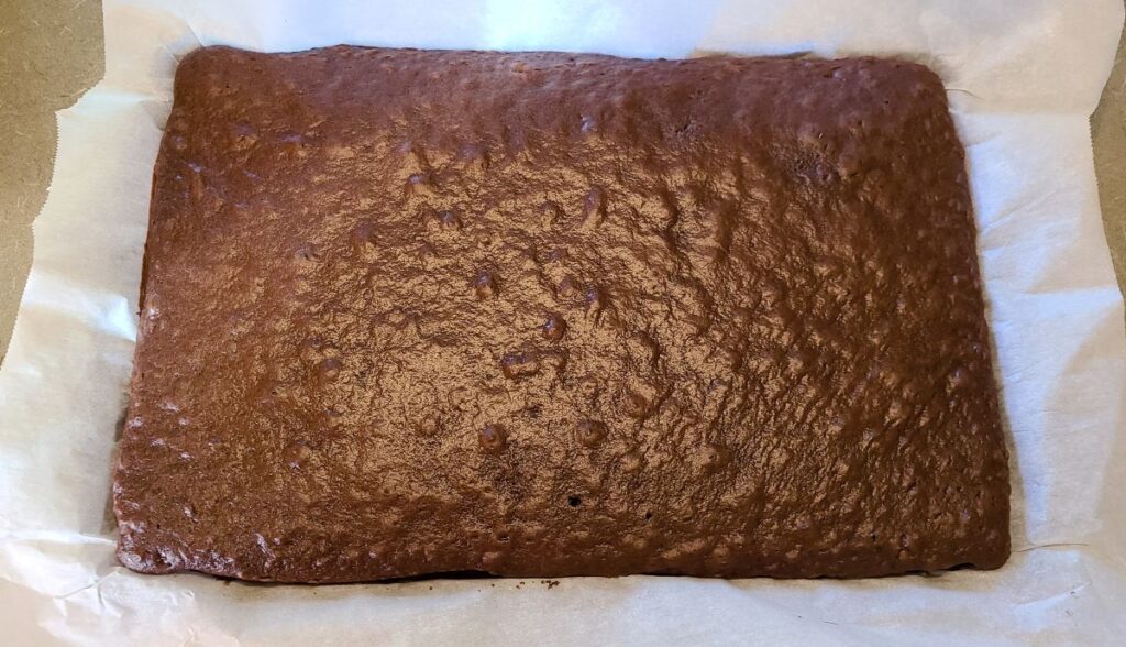 chocolate cake on a piece of parchment paper