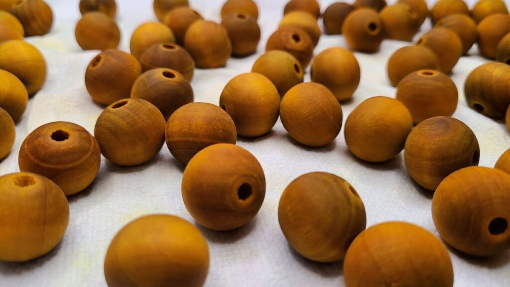 Naturally dyed wood beads