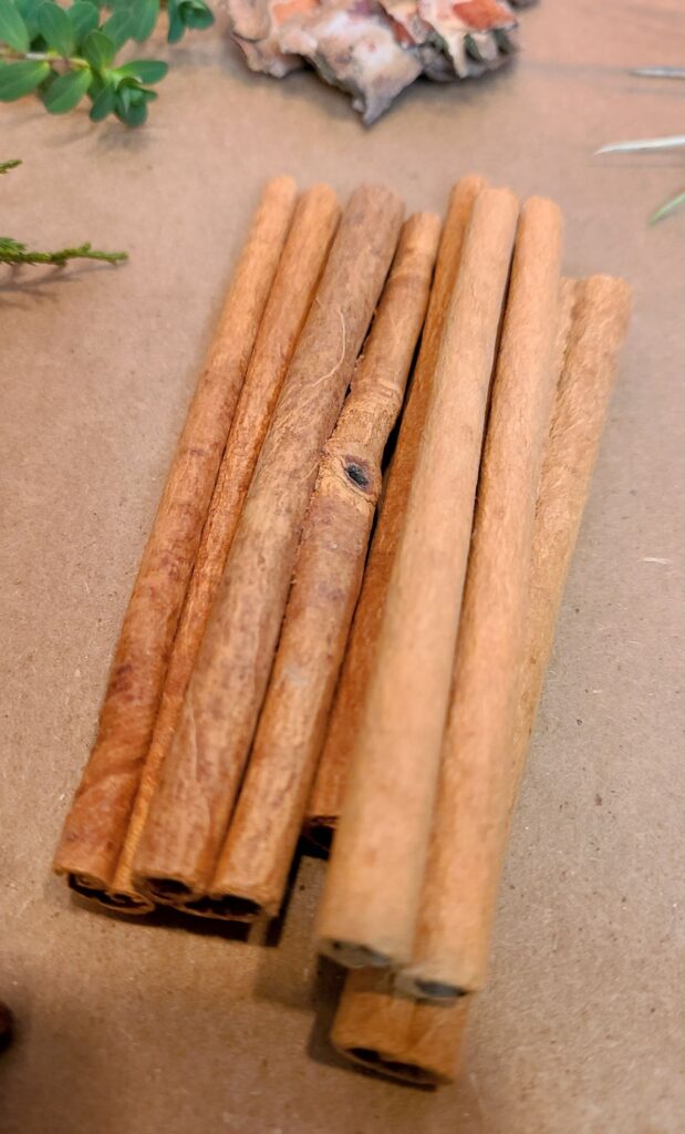 Pile of cinnamon sticks.