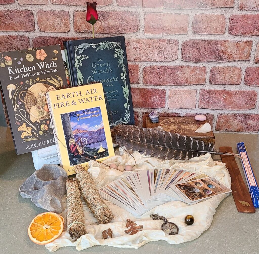 A set up with great ideas for pagan gifts.