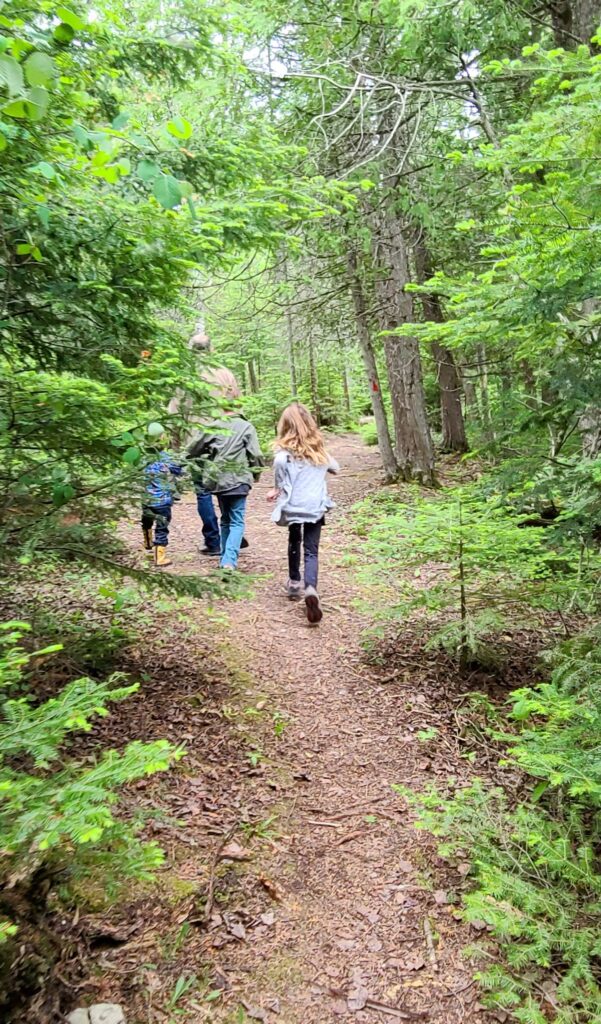 Family hiking up north Michigan for 48 awesome and inexpensive staycation ideas for families.